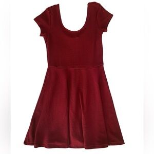 Planet Gold Dress Women’s M Dark Red Short Cap Sleeves Fit & Flare Scoop Neck